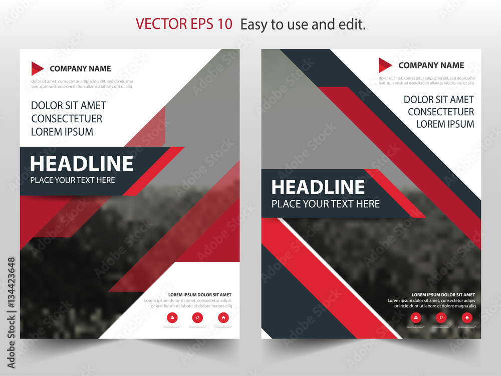 Red Black Vector business proposal Leaflet Brochure Flyer template ...