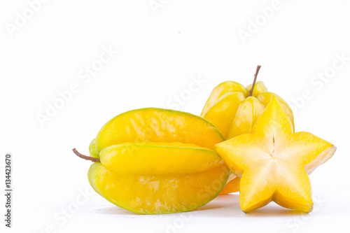  star fruit carambola or star apple ( starfruit ) on white background healthy star fruit food isolated
 photo