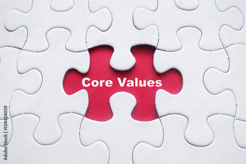 Missing puzzle with Core Values word Missing puzzle with Core Values word