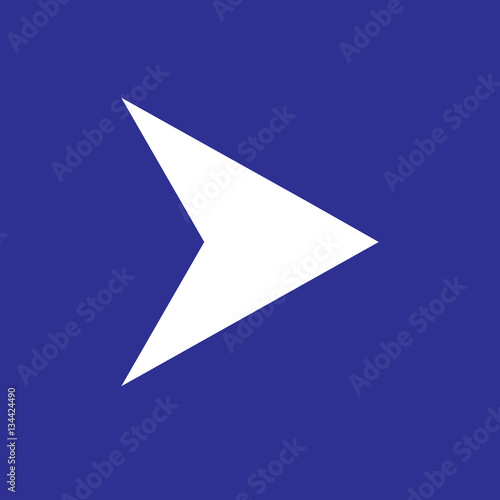 arrow navigator icon. Image style is a flat icon symbol on a rou