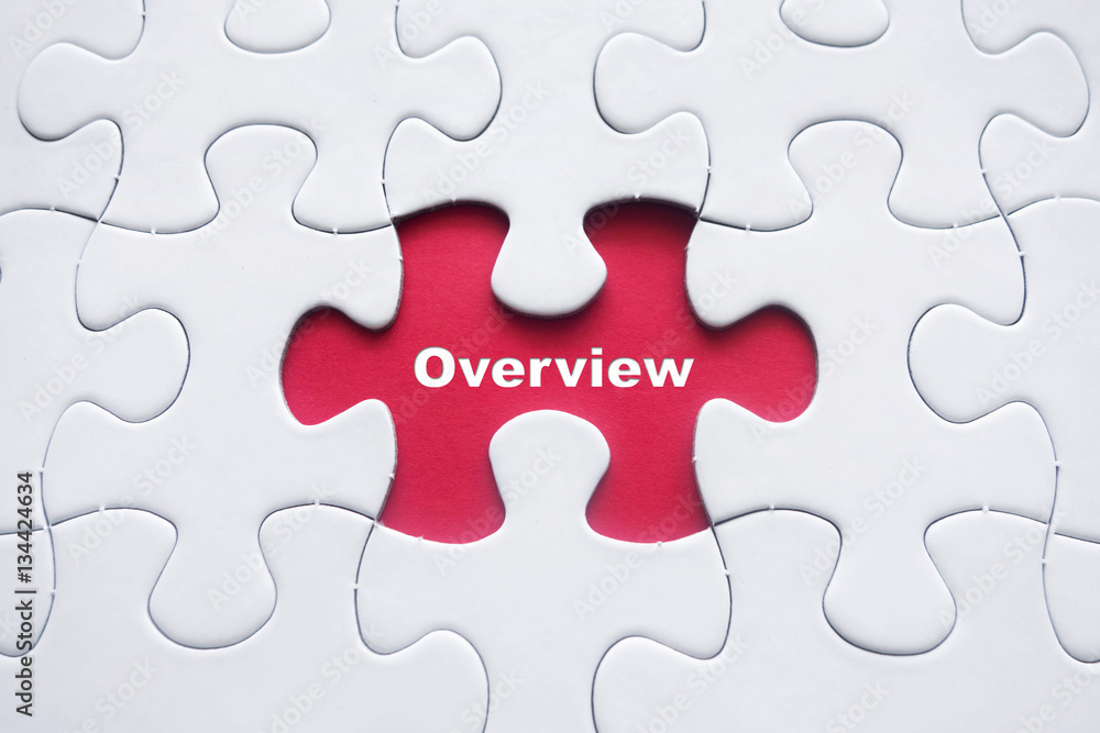 Fototapeta premium Missing puzzle with Overview word