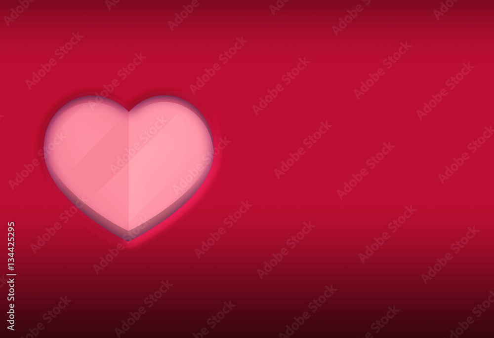 Red Background with Pink 3d gradients Heart Shape Illustration