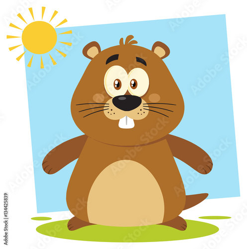 Cute Marmot Cartoon Mascot Character. Illustration Flat Design Isolated On White Background