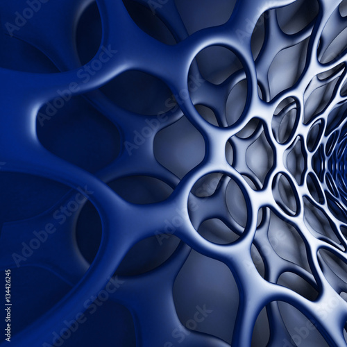 Blue chaotic abstract smooth pattern wall sci-fi background