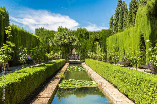 Gardens and fountains in Alhambra palace