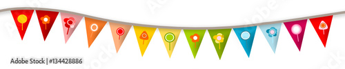 Wimpel Wimpelkette Blumen Bunt Regenbogen Banner Band  Schwung Welle Blüten