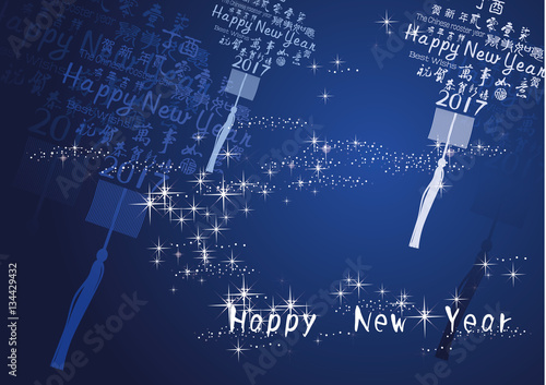 2017 new year greeting cards, with Chinese lantern