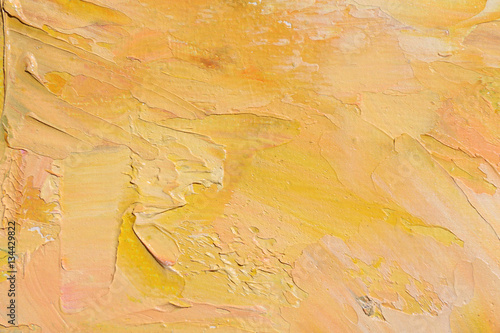 Warm color abstract art background. Oil on canvas. Rough and express brushstrokes of paint. 