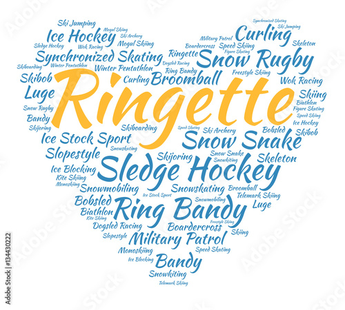 Ringette. Word cloud, heart, italic font, white background. Love of sport.  Stock Vector | Adobe Stock