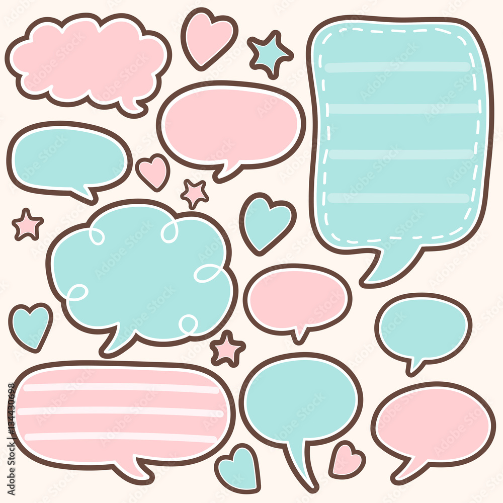 set of cute chat , talk , thought. bubbles sticker. vector illustration. set of cute chat , talk , thought. bubbles sticker. vector illustration.