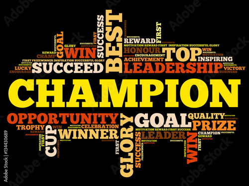 Champion word cloud, business concept