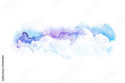 Watercolor illustration of sky with cloud.