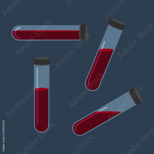 Set of different inclined test tube with blood