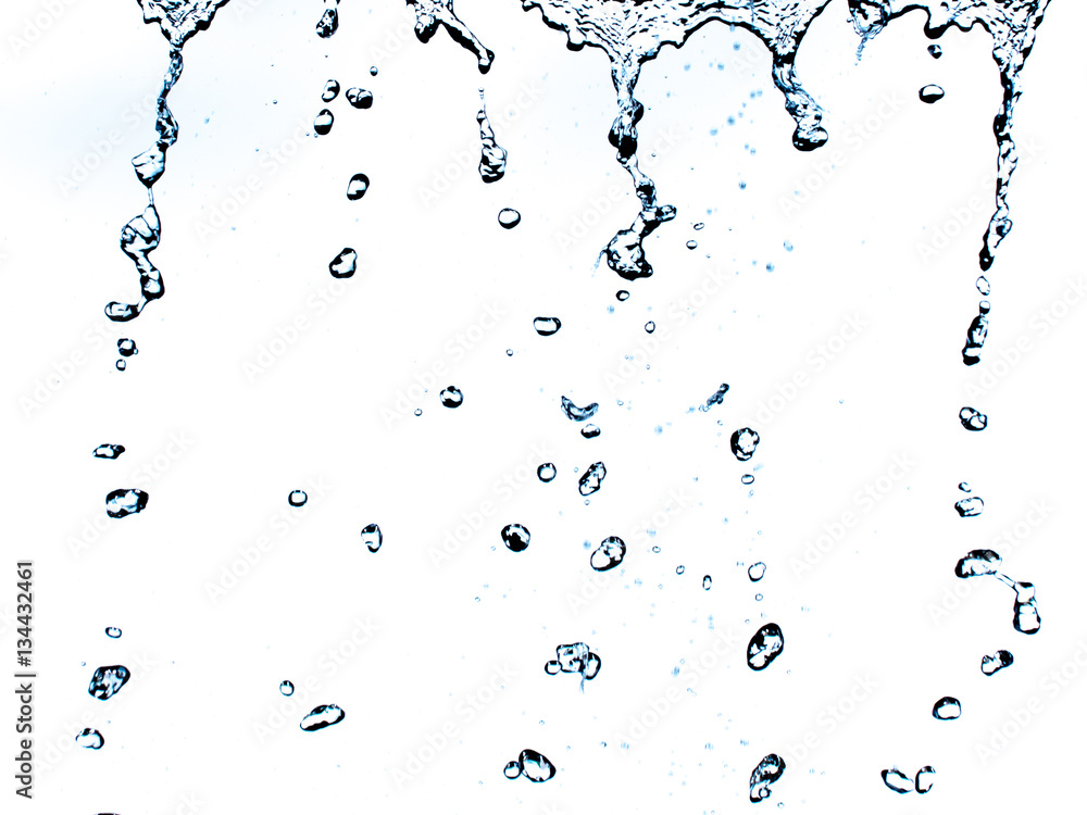 water splash and water drop on white background