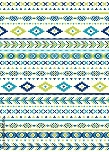 Seamless Ethnic pattern textures. Lime & Navy colors. Navajo geometric print. Rustic decorative ornament. Abstract geometric pattern. Native American pattern. Ornament for the design of clothing