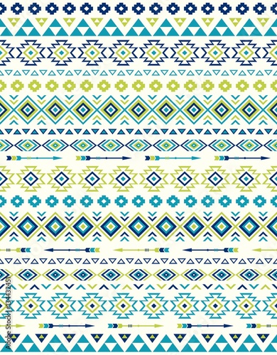 Seamless Ethnic pattern textures. Lime & Navy colors. Navajo geometric print. Rustic decorative ornament. Abstract geometric pattern. Native American pattern. Ornament for the design of clothing