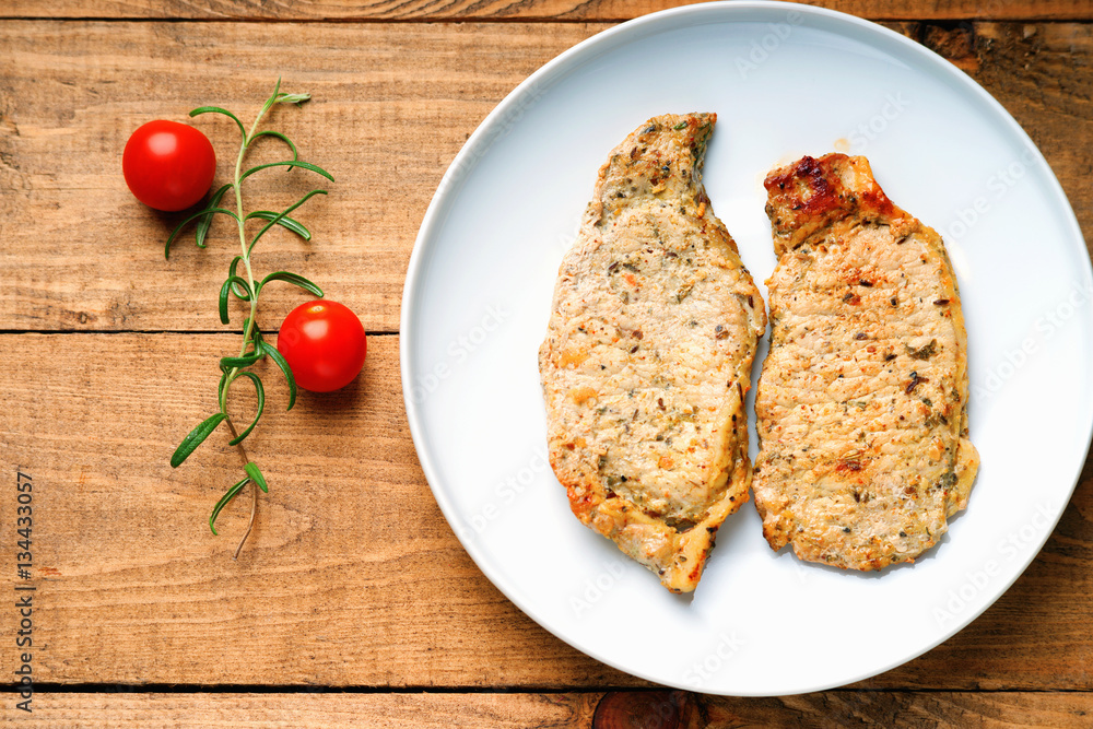 Fried pork meat and tomatoes Fried pork meat and tomatoes