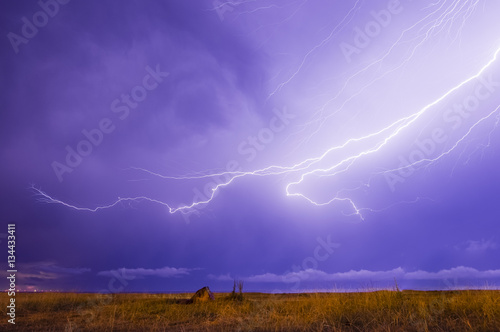 Lightning in the sky, thunderstorm in Kobuleti, Georgia