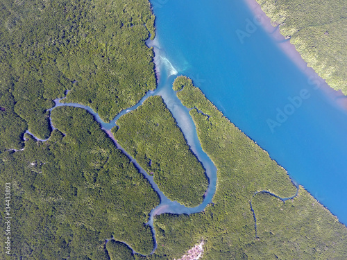 Fényképezés Aerial view on estuaries and strait