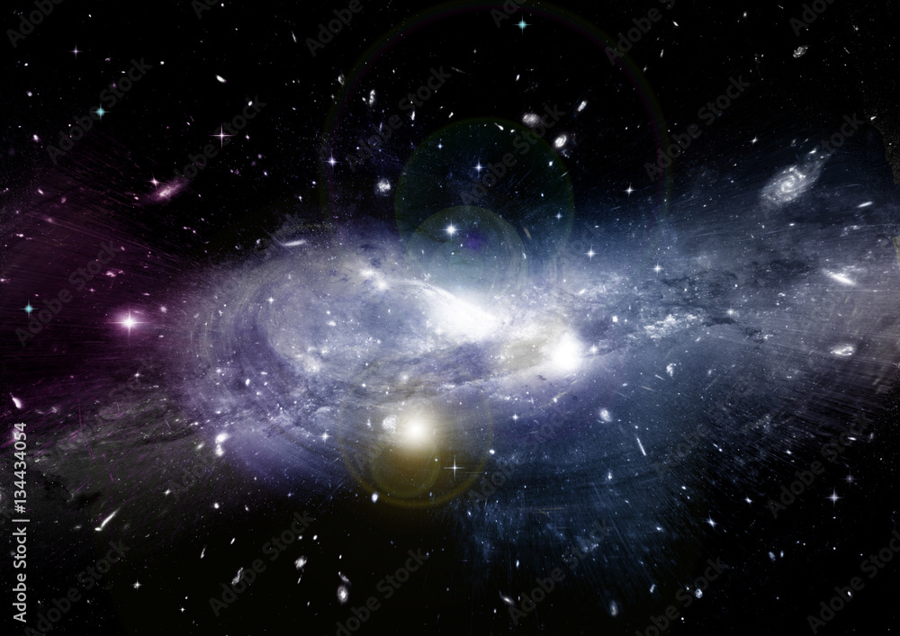 Fototapeta premium Stars, dust and gas nebula in a far galaxy
