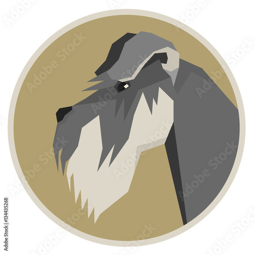 Dog collection Schnauzer Geometric style icon round