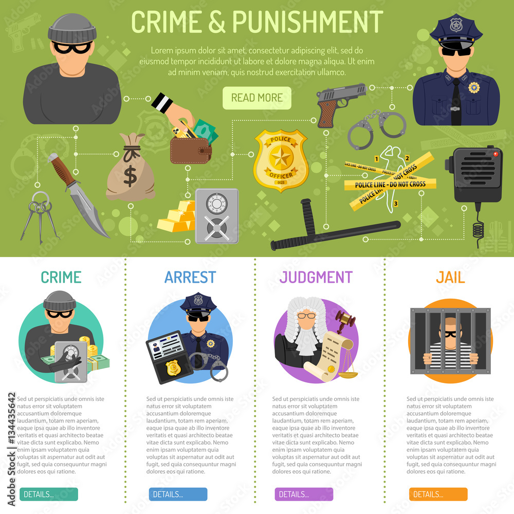 Crime and Punishment infographics Stock Vector | Adobe Stock