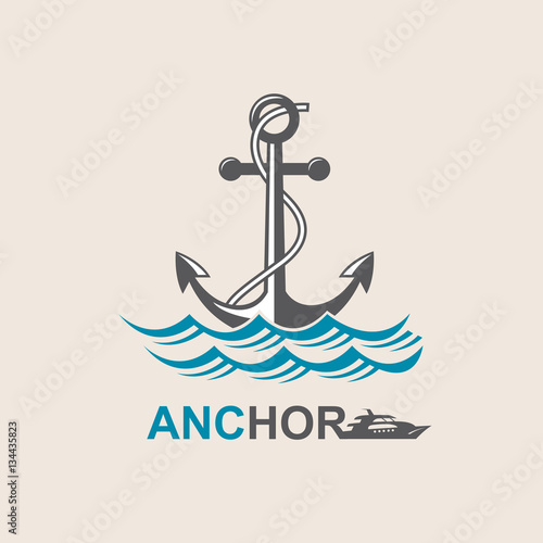 image of anchor symbol with sea waves