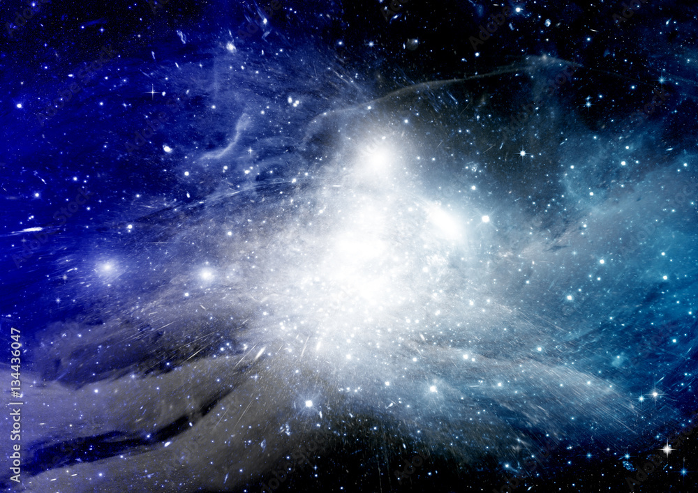 Fototapeta premium Stars, dust and gas nebula in a far galaxy