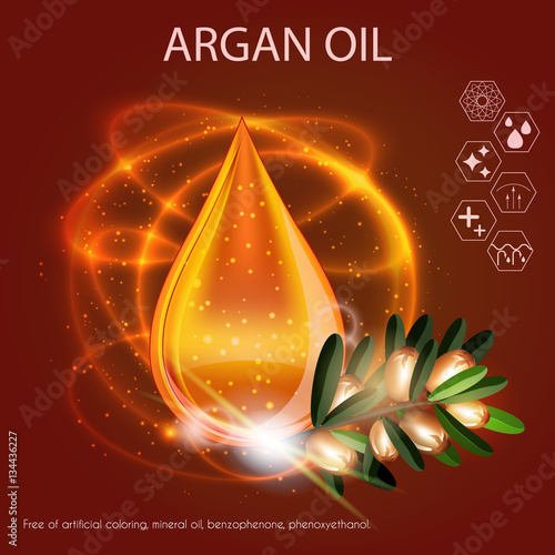 Argan Oil Serum Essence 3D Droplet with Branch