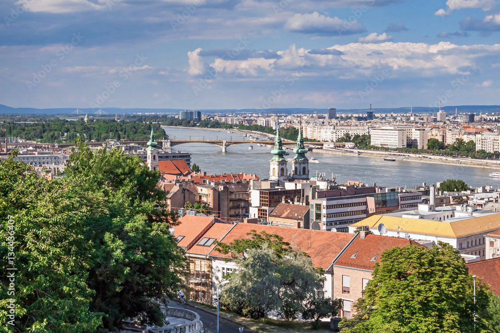 Budapest panoramic view from the Castle district of Buda. Hungary