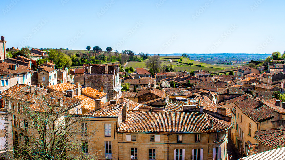 Cityscape of Saint-Emilion near Bordeaux, France