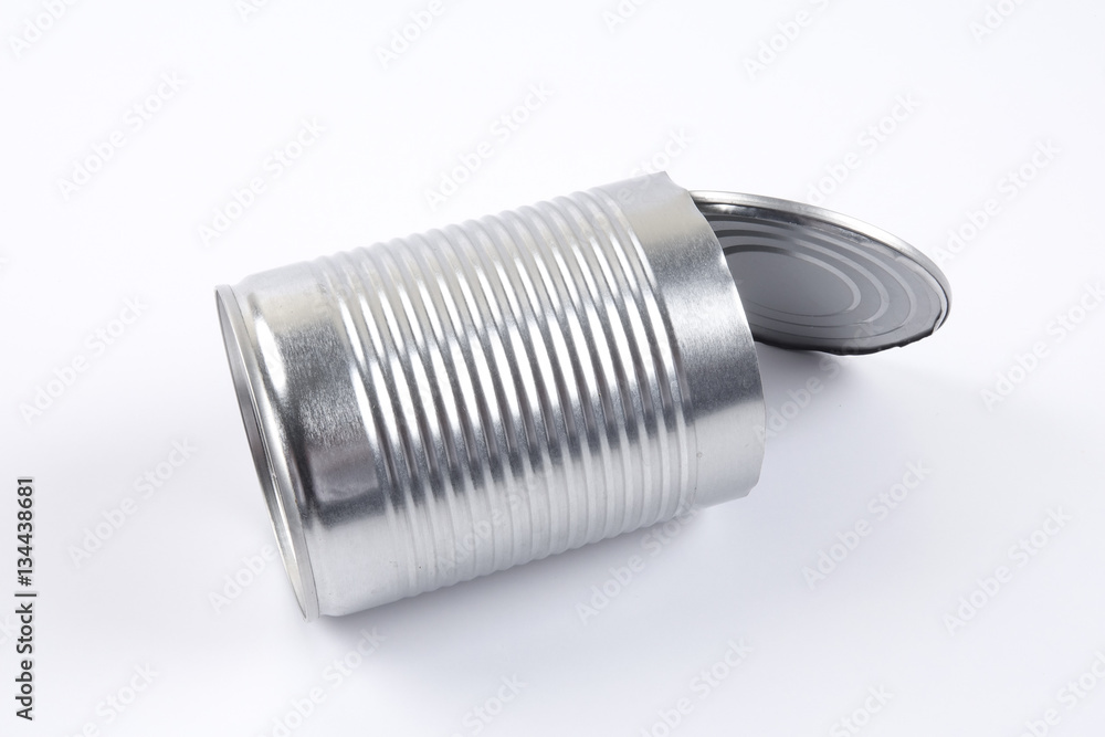 Empty oped aluminum can isolated on white. Empty oped aluminum can isolated on white.