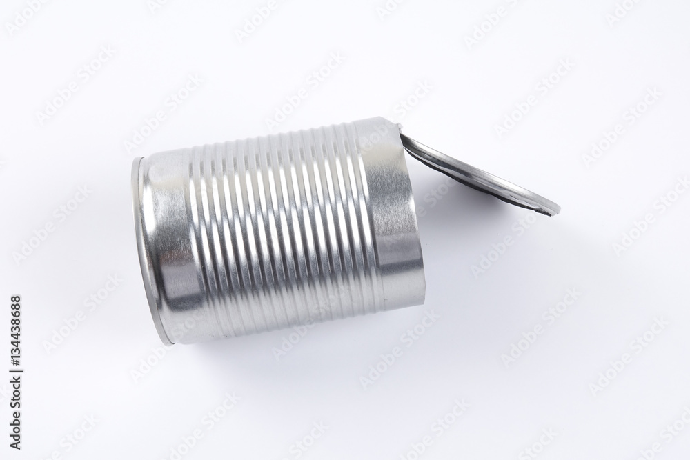 Empty oped aluminum can isolated on white. Empty oped aluminum can isolated on white.