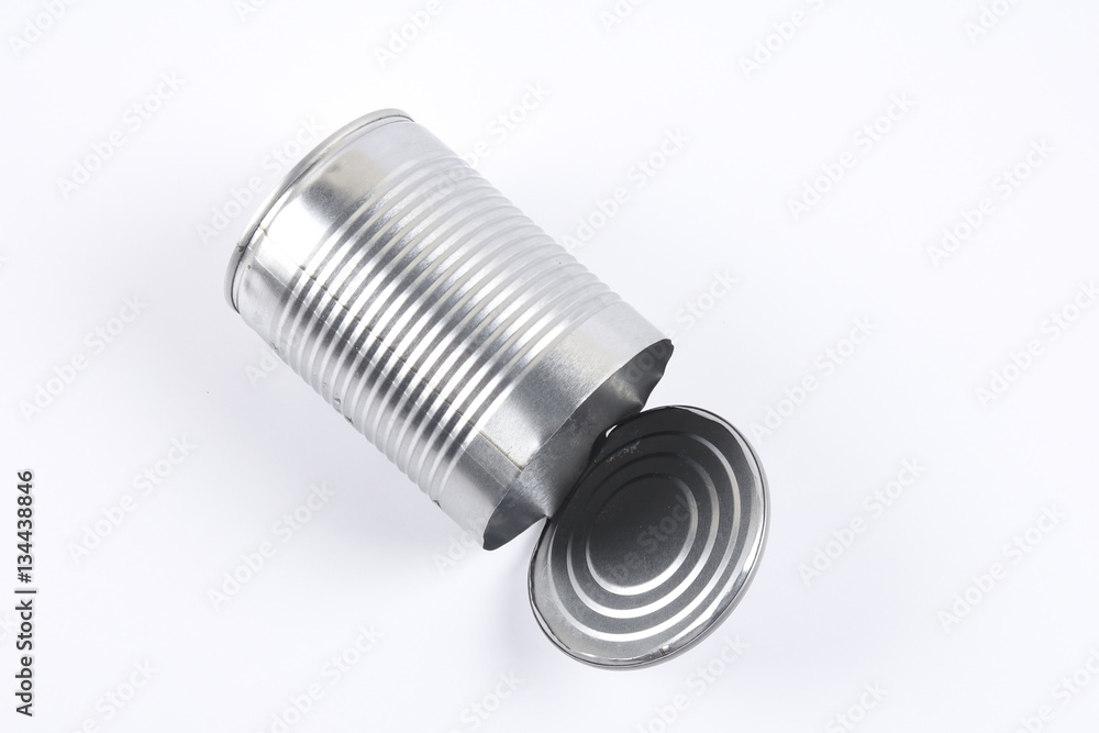 Empty oped aluminum can isolated on white. Empty oped aluminum can isolated on white.