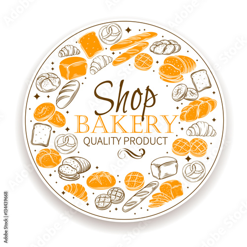 Decorative bread icons set .