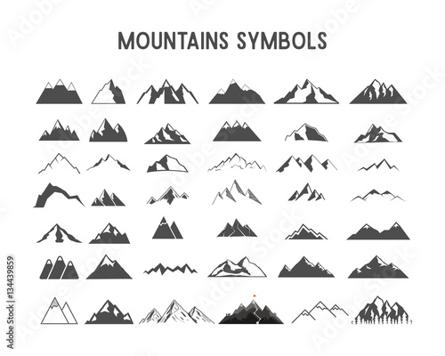 Fotomurale Mountain vector shapes and elements for creation your own outdoor labels, wilderness retro patches, adventure vintage badges, hiking stamps