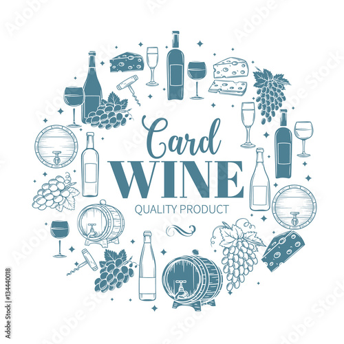 Decorative vintage wine icons.