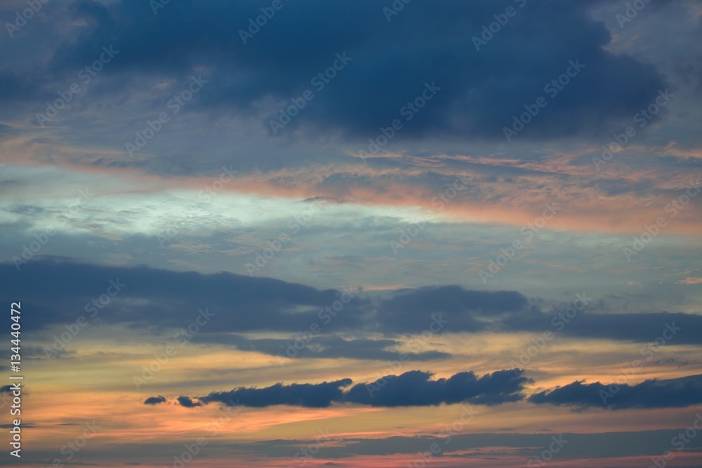 sky after sunset  with cloud and colorful