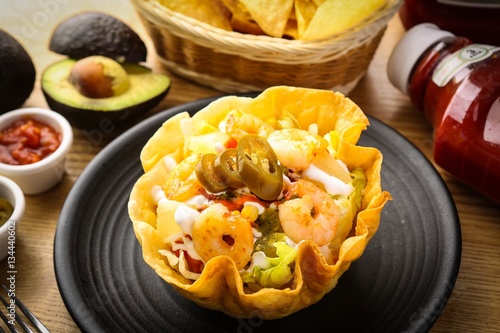 taco salad on table