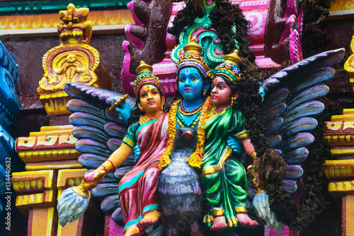 Chennai, India. Close view of religious figures of famous Arulmigu Kapaleeswarar Temple