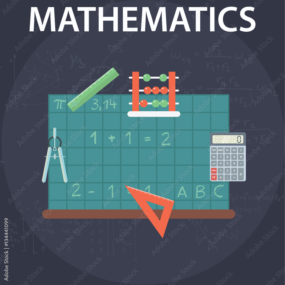 Set of flat design illustration concepts for mathematics. Education and knowledge ideas. Mathematic science. Concepts for web banner and promotional material
