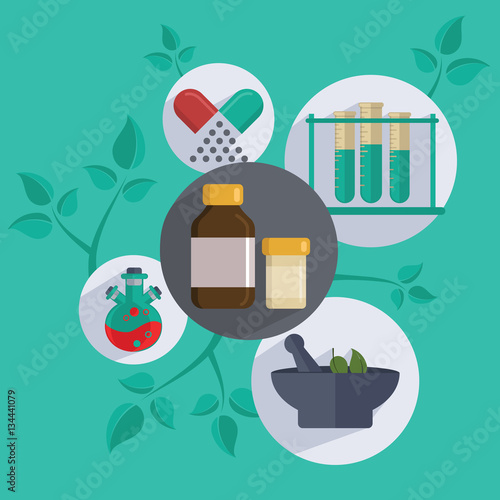 Herbal Medicine. Alternative Medicine centre vector concept. Holistic center, naturopathic medicine, homeopathy, acupuncture, ayurveda