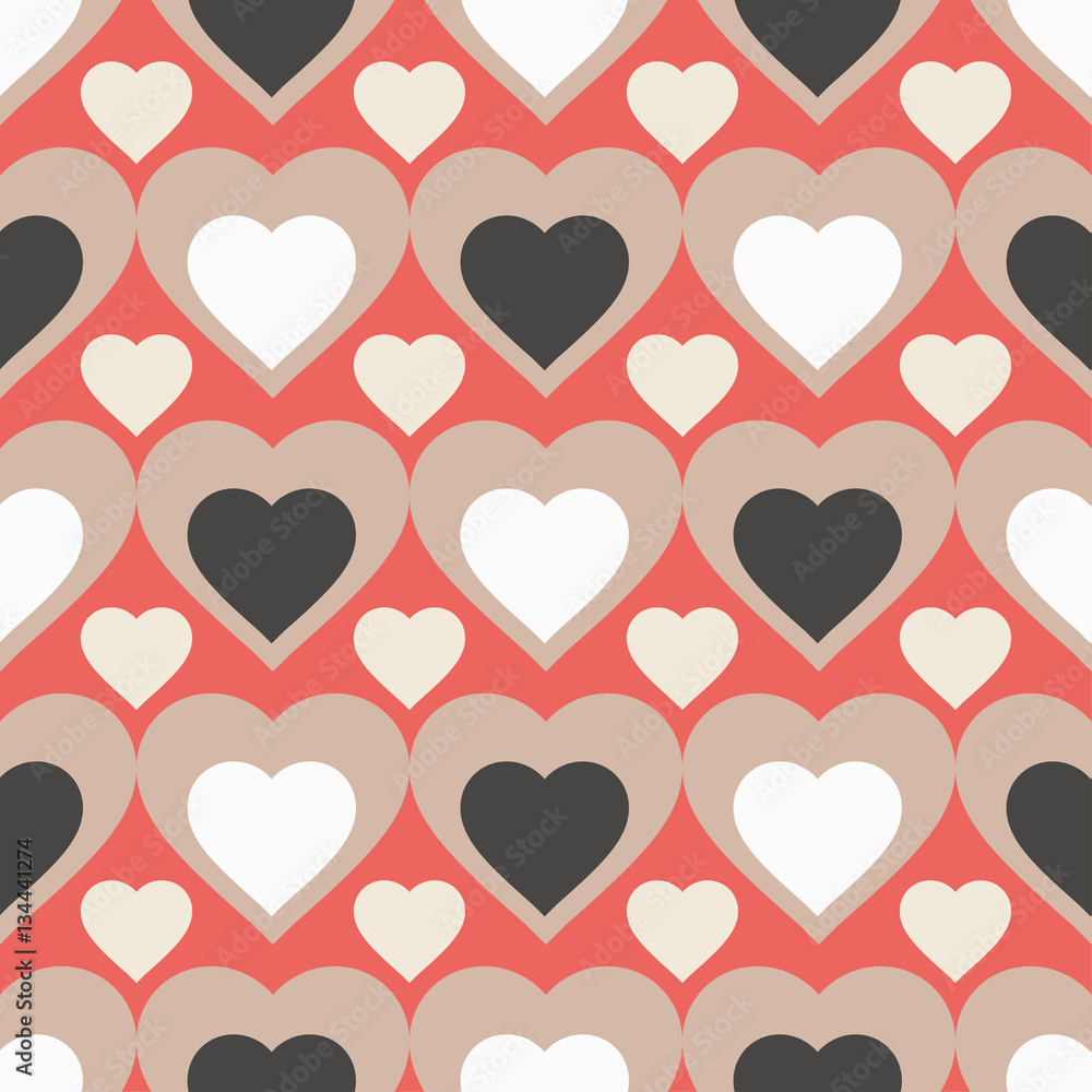 Seamless vector background with decorative hearts. Valentine's day. Print. Cloth design, wallpaper.