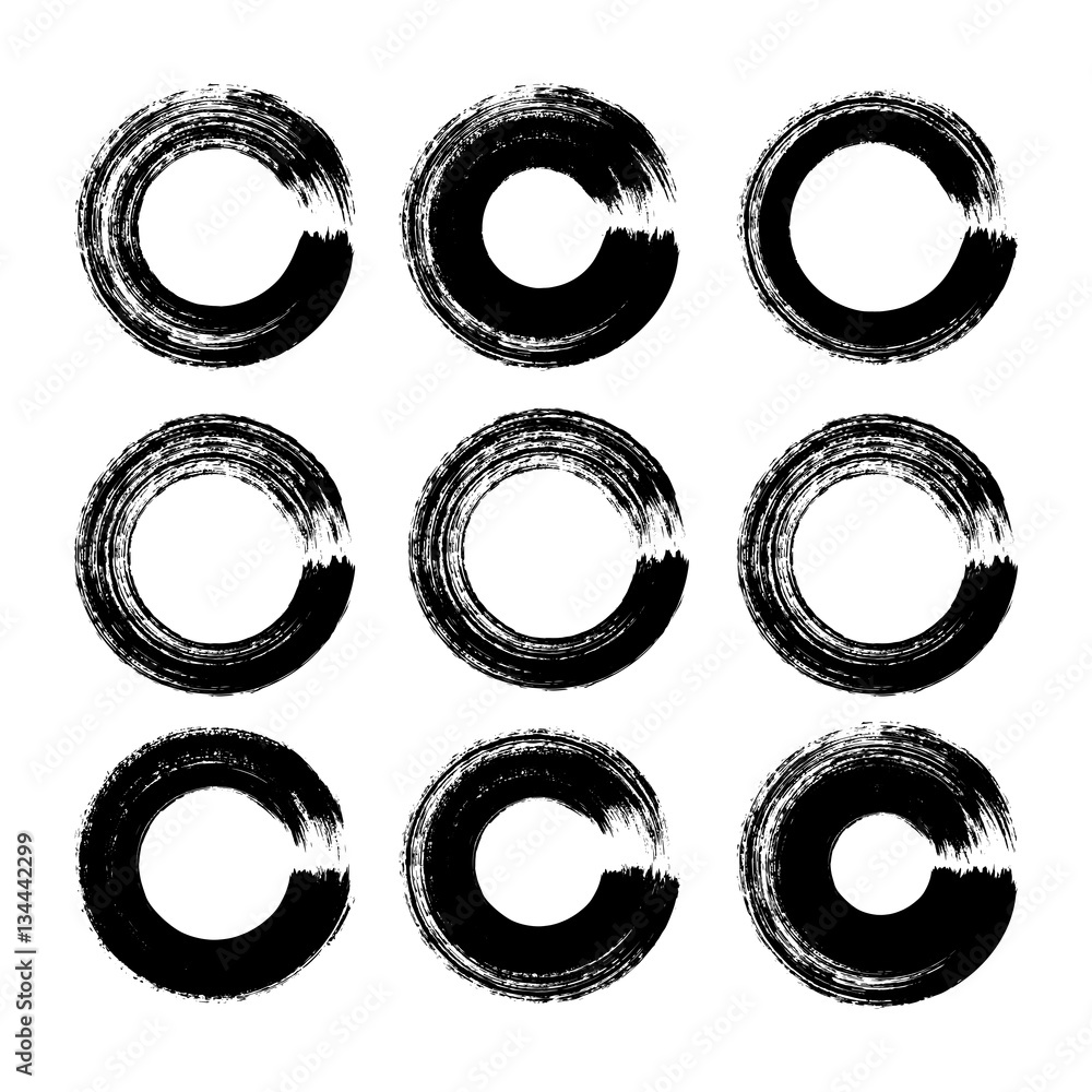 vector brush strokes circles of paint on white background vector brush strokes circles of paint on white background