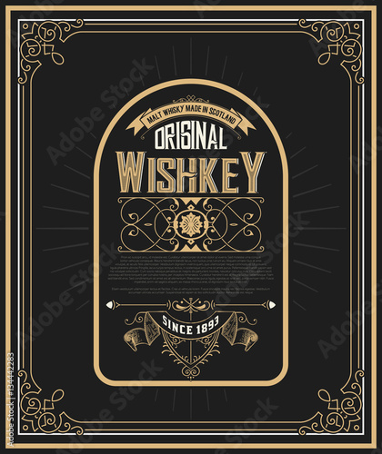 Whiskey label with old frames