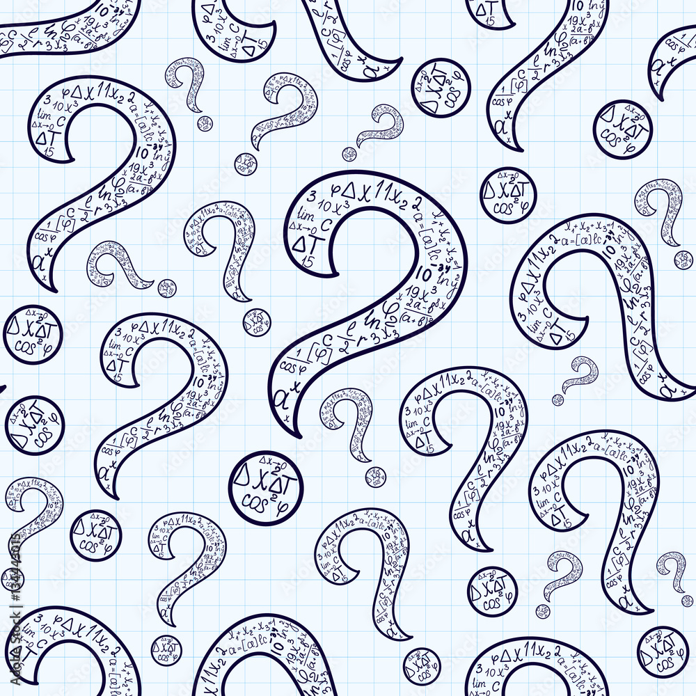 Mathematical educational vector seamless pattern with question signs ...