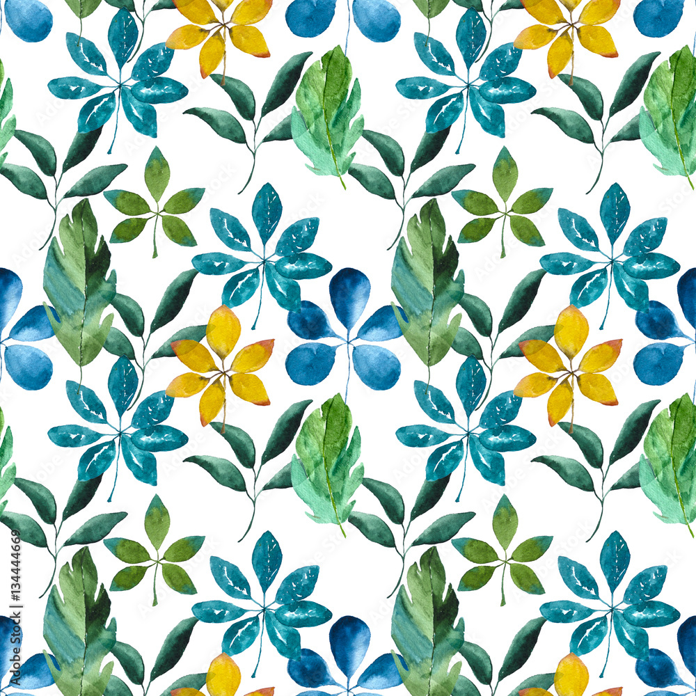 Seamless pattern with watercolor exotic