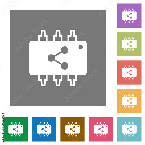 Connect hardware square flat icons