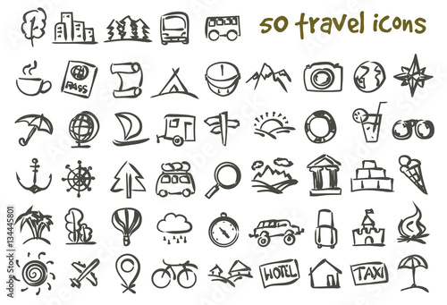 vector doodle travel icons set