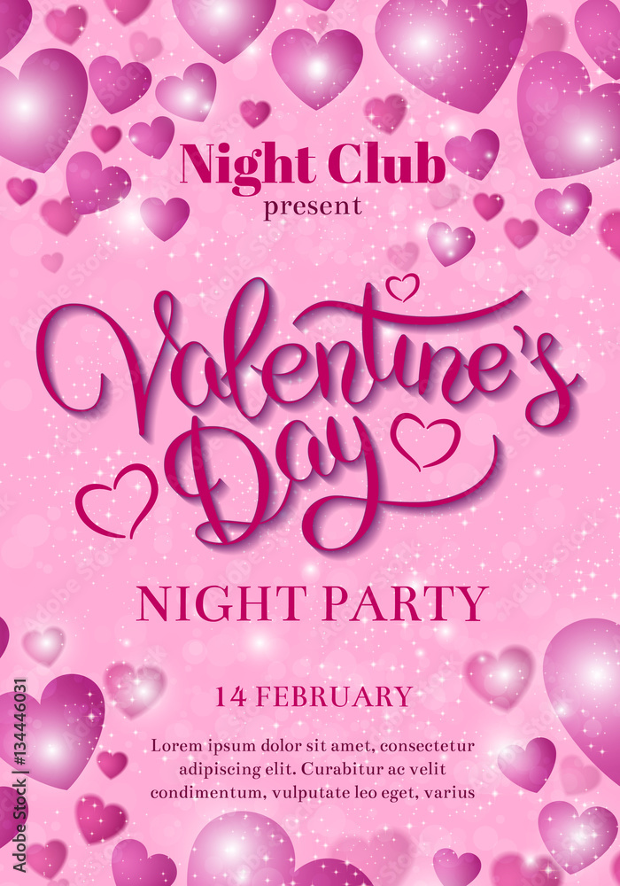 Valentines Day party flyer invitation
